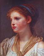 Jean-Baptiste Greuze Portrait de jeune fille au ruban bleu oil painting on canvas